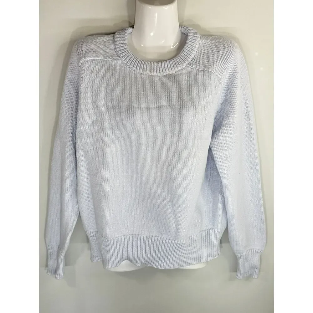 J. Crew Ribbed Cable Knit Crew Neck Sweater Light Blue‎ Women's Small NWT